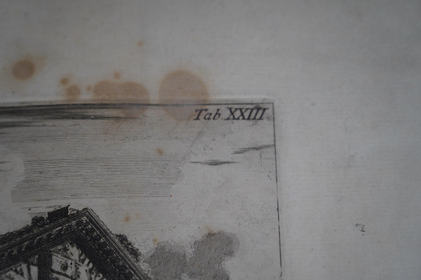 Francesco Piranesi (1758-1810), engraving, ‘Scenographia Panthei, ejusque pronai absque hodiernis restaurationibus’, 24 x 35.5cm. Condition - fair, stained